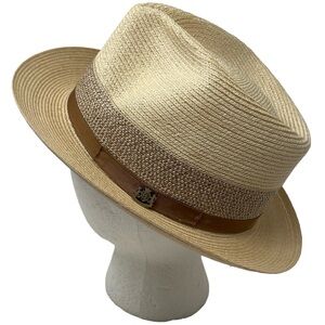 Biltmore “Croix” Straw Fedora Hat Men’s Size 7 1/4 Made In USA Classy